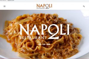 Excerpt from restaurant website showing close up of pasta dish