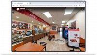 Retail store virtual tour on computer screen.