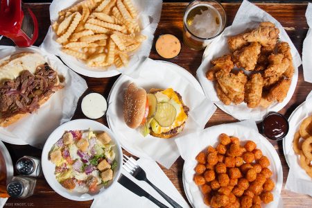 Bar and Grill Assorted Foods on Table